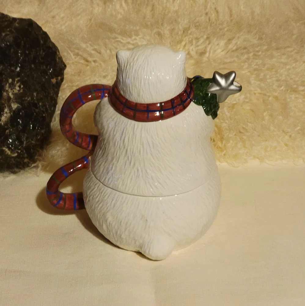 Vtg Pfaltzgraff Ceramic Glazed Polar Bear TeaPot W/Hot Chocolate Coffee Cup Mug
